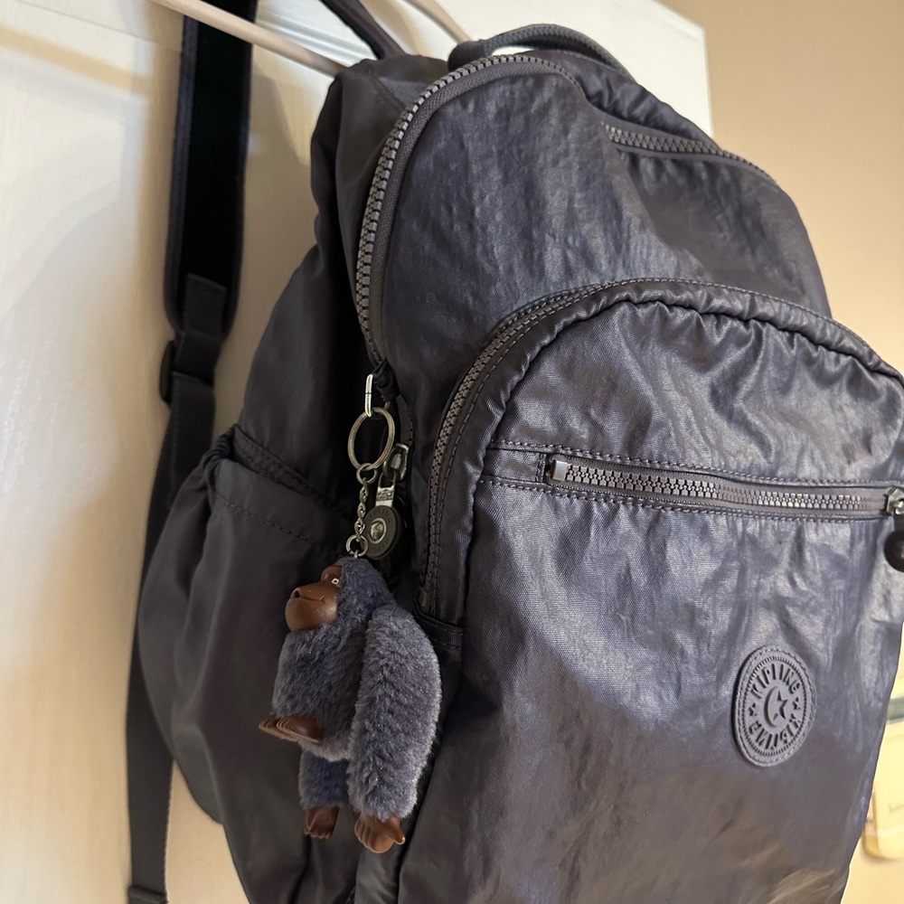 Kipling dark purple SEOUL LARGE 15" LAPTOP BACKPACK with signature Plush Kychain